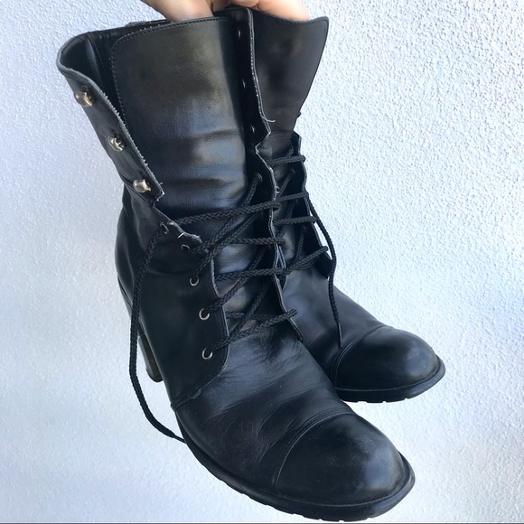 Rare! Vintage GUESS by Marciano Lace Up Boots! Combat Granny Grunge Boots 90s - Picture 4 of 9
